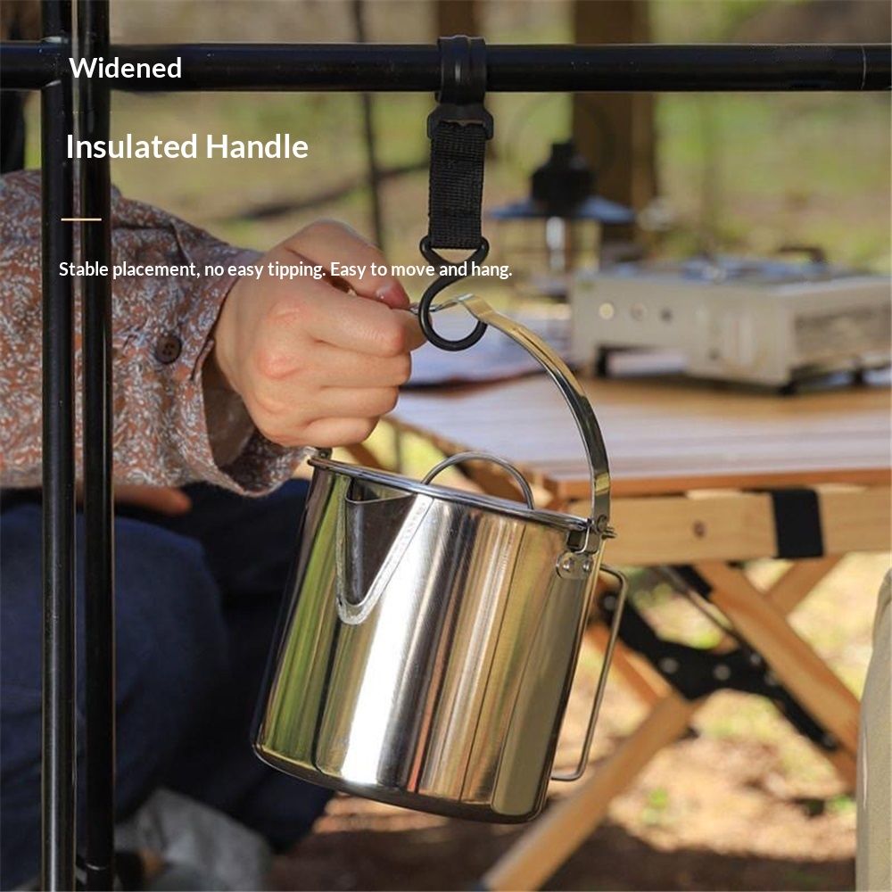 Camping Tea Kettle, PortableCoffee Pot, Outdoors Camping Pot, with Handles and with Lids for Camping Hiking Picnic Camping, Silver