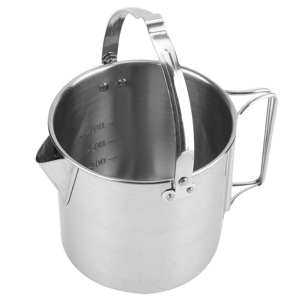 Camping Tea Kettle, PortableCoffee Pot, Outdoors Camping Pot, with Handles and with Lids for Camping Hiking Picnic Camping, Silver