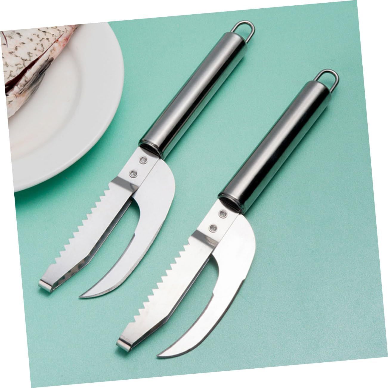 2pcs Fish Scales Scraping Tool, Multifunction Stainless Steel Fish Scale Knife Fish Cleaning Kit,Fish Scale Remover for Home Market Restaurant Use