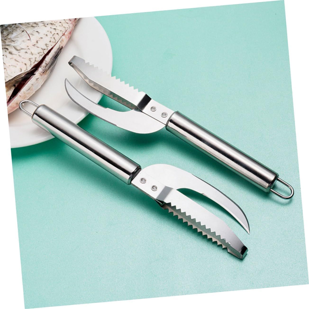 2pcs Fish Scales Scraping Tool, Multifunction Stainless Steel Fish Scale Knife Fish Cleaning Kit,Fish Scale Remover for Home Market Restaurant Use