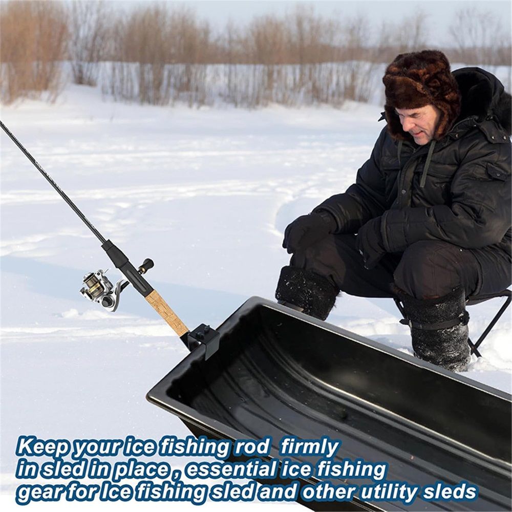 2 pack Ice Fishing Sled Rod Holder Upgraded Adjustable, Ice House Sled Rod Holder Heavy Duty Compatible Hands-Free Ice Fishing Pole Holder Gear Rack Sturdy for Men Birthday Gift Black
