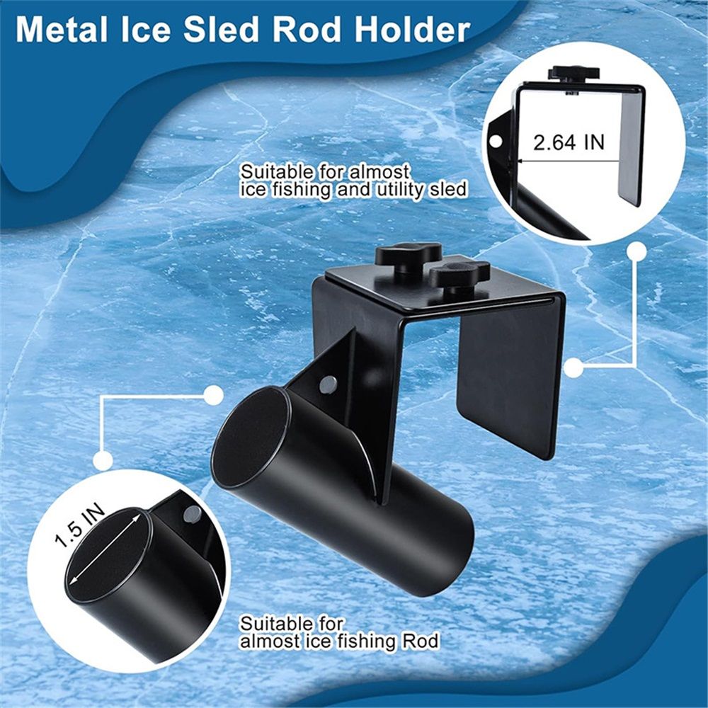 2 pack Ice Fishing Sled Rod Holder Upgraded Adjustable, Ice House Sled Rod Holder Heavy Duty Compatible Hands-Free Ice Fishing Pole Holder Gear Rack Sturdy for Men Birthday Gift Black
