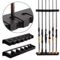 Wall Mounted 6-Slot Fishing Rod Rack, Horizontal Fishing Pole Storage Holder, Heavy Duty Plastic Fishing Rod Wall Organizer with Complete Mounting Hardware for Garage, Boat & Fishing Room