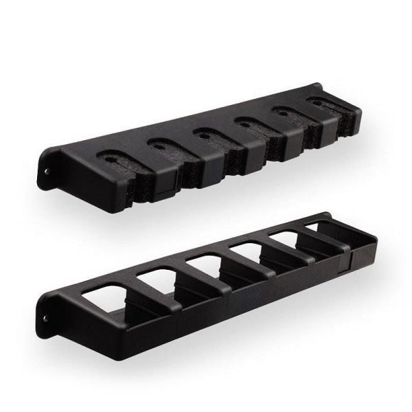 Wall Mounted 6-Slot Fishing Rod Rack, Horizontal Fishing Pole Storage Holder, Heavy Duty Plastic Fishing Rod Wall Organizer with Complete Mounting Hardware for Garage, Boat & Fishing Room