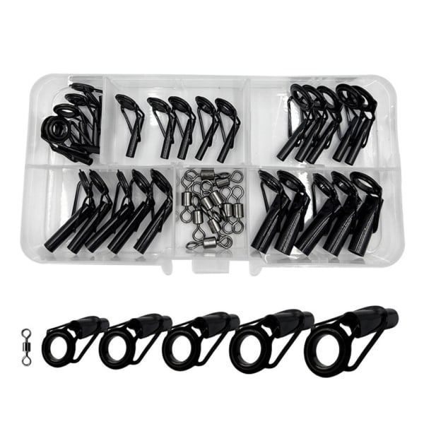 35pcs Fishing Rod Repair Kit Rings Wear-Resistant Ceramic Guide Rings Rod Eye Fishing Rod Guides Alconite Rings Set