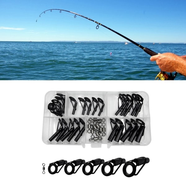 35pcs Fishing Rod Repair Kit Rings Wear-Resistant Ceramic Guide Rings Rod Eye Fishing Rod Guides Alconite Rings Set