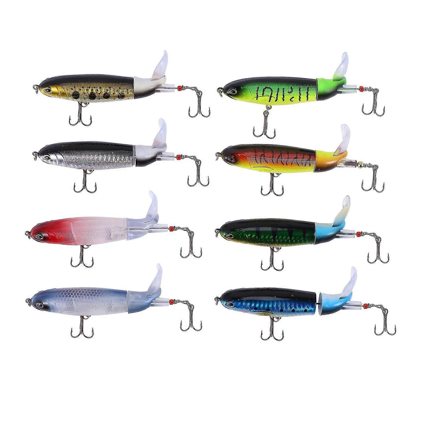 8pcs Whopper Plopper 11cm 15g Floating Popper Fishing Lure Artificial Hard Bait Wobbler Rotating Ta