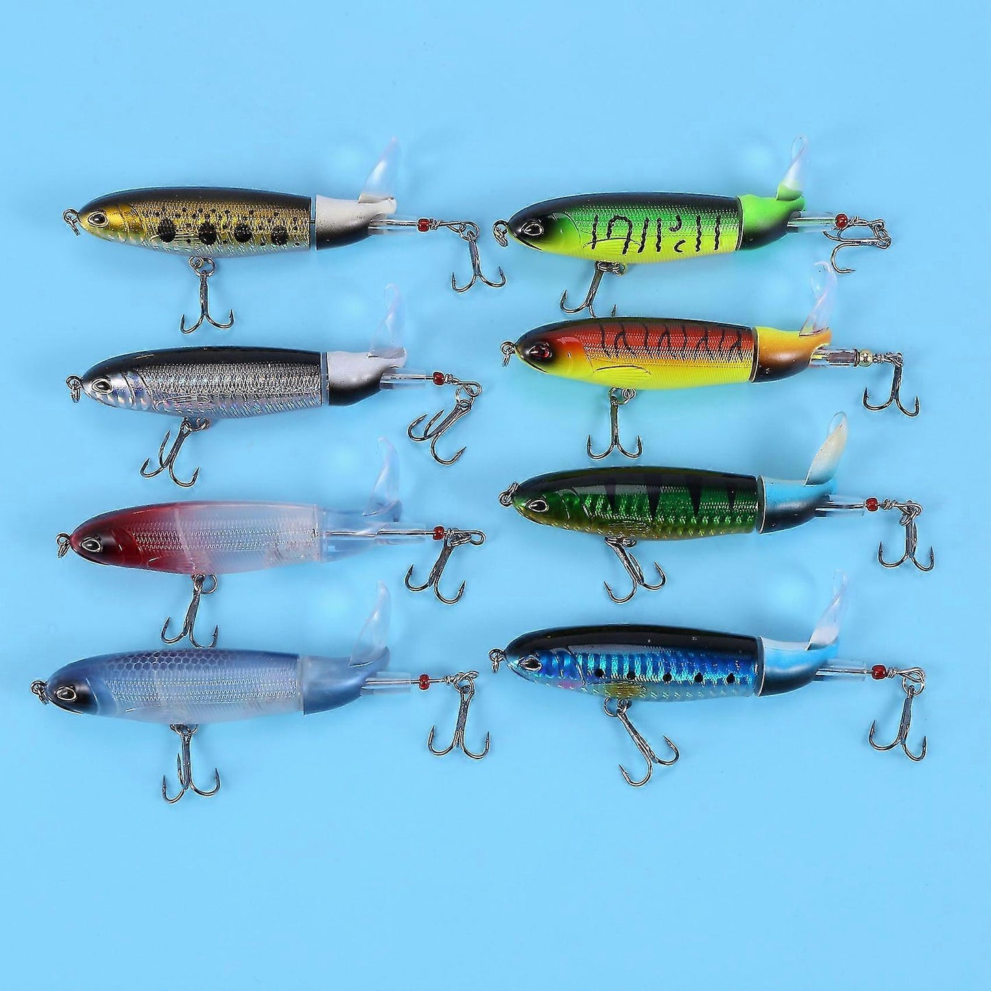 8pcs Whopper Plopper 11cm 15g Floating Popper Fishing Lure Artificial Hard Bait Wobbler Rotating Ta