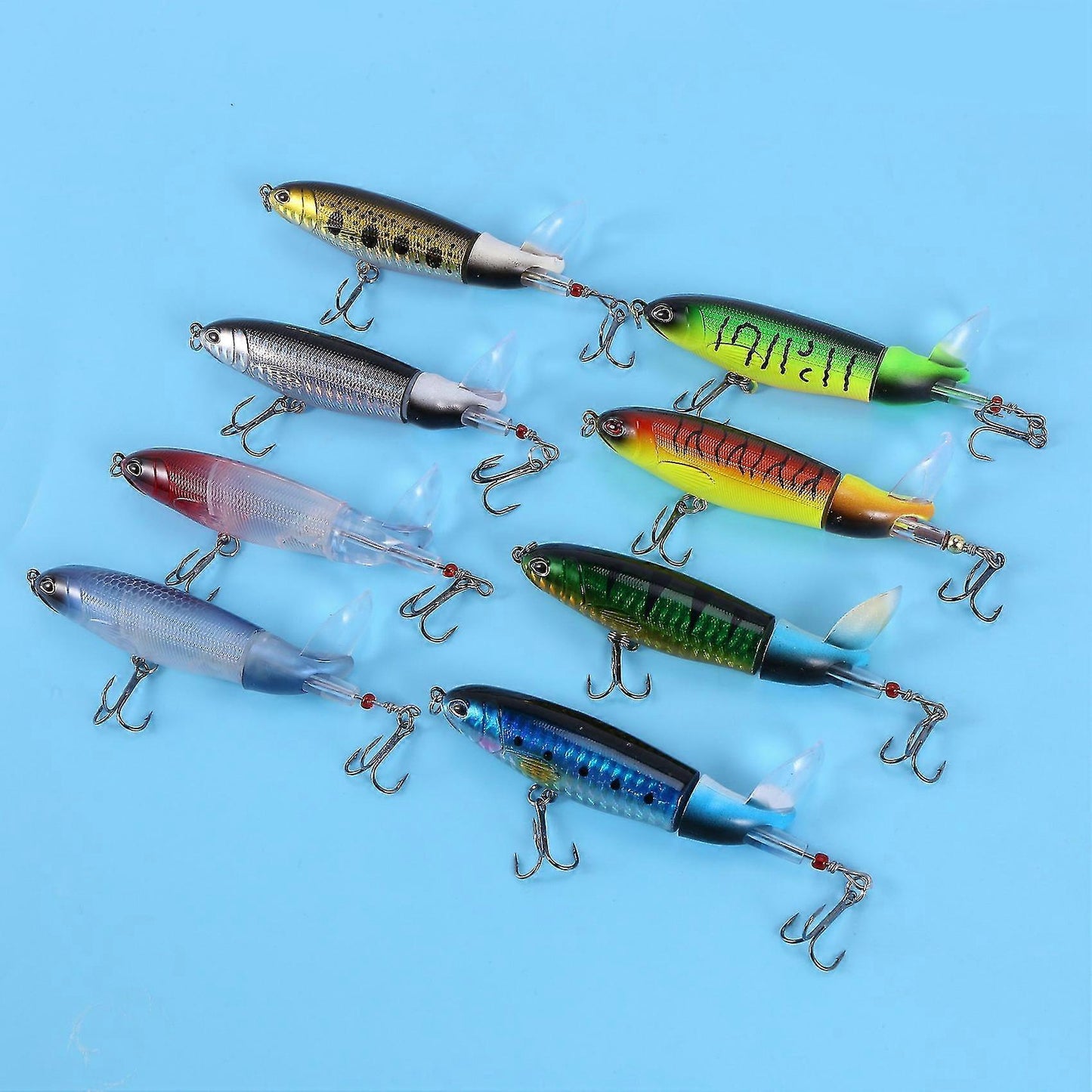 8pcs Whopper Plopper 11cm 15g Floating Popper Fishing Lure Artificial Hard Bait Wobbler Rotating Ta