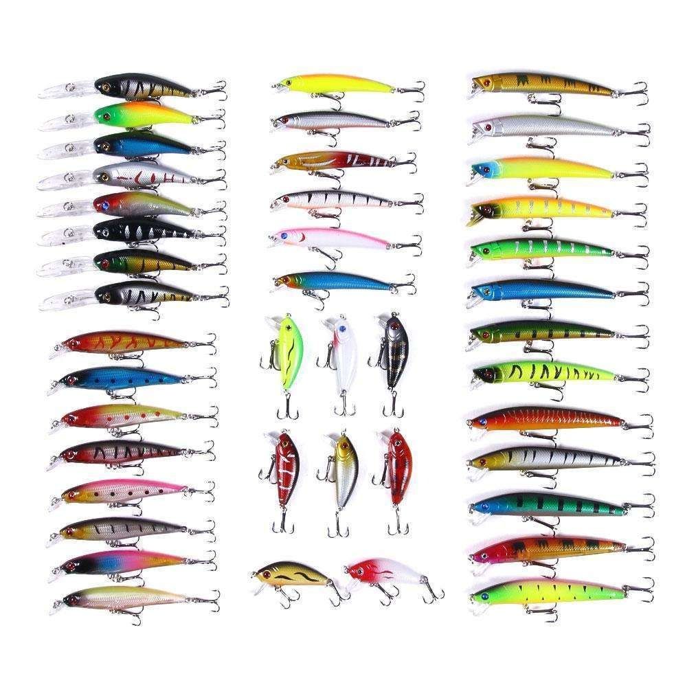 43-Pack Fishing Lure Wobbler Minnow Mixed Color