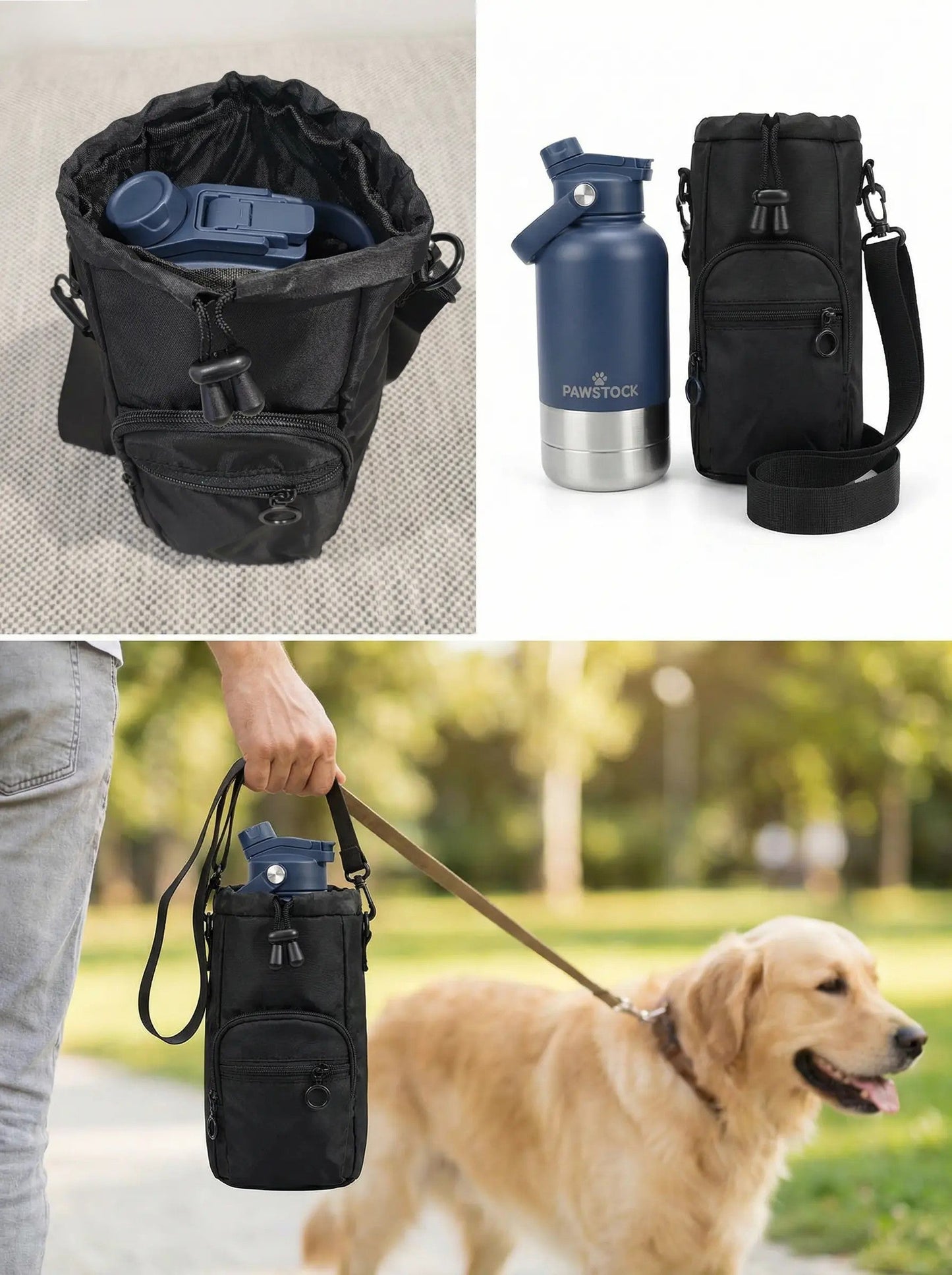 Pawstock Dog Walking Carrier Bag – Bottle & Essentials