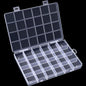 24 Grids Clear Plastic Organizer Box, Compartment Craft Storage Bead Organizer, Fixed Dividers Jewelry Storage Container Case Rock Collection Box for Beads Fishing Tackle Nail Craft