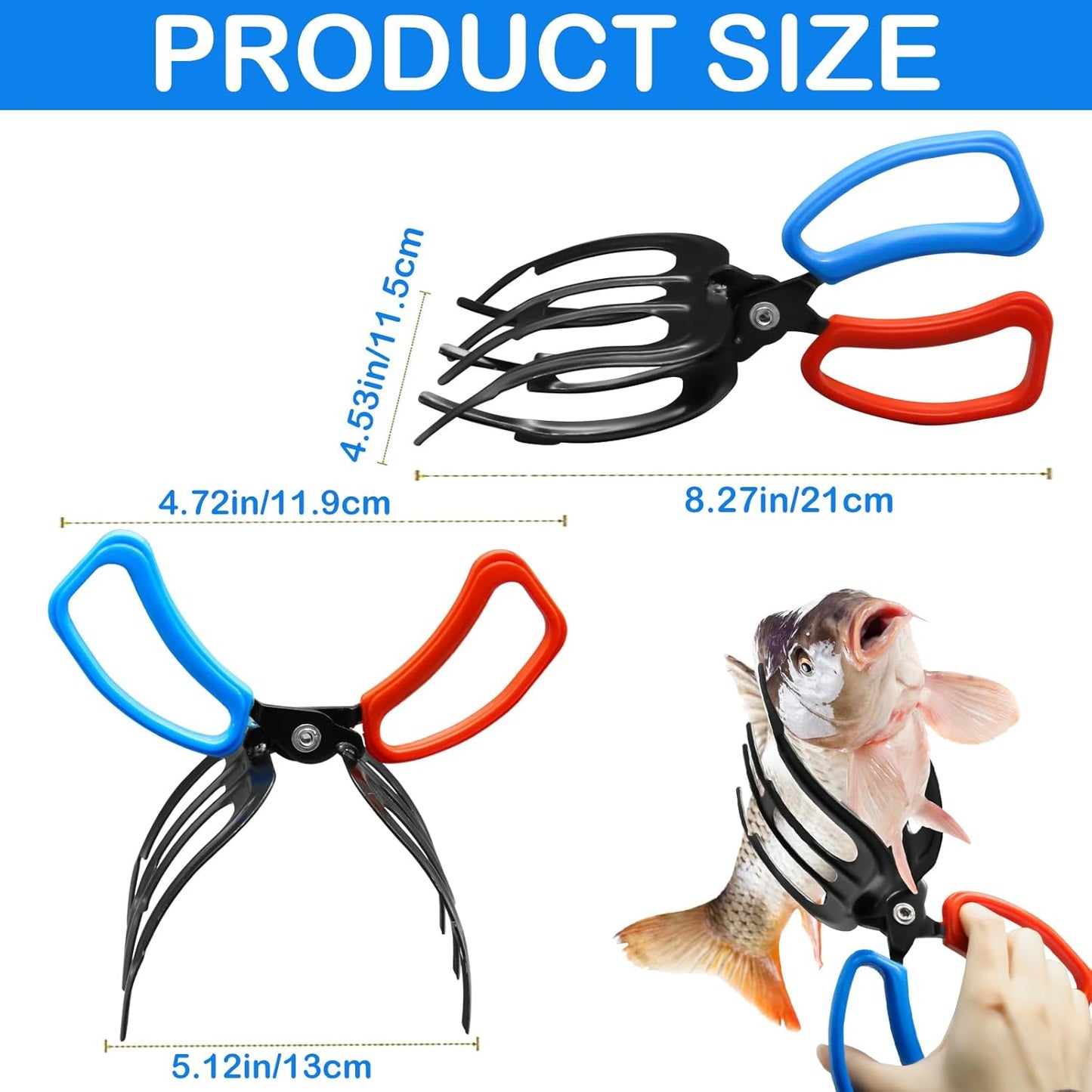 Fish Gripper, Fish Grabber Tool Metal Fish Grippers for Fishing, 3 Claw Fish Grips Anti-Slip Fishing Pliers Gripper Control Clamp Claw Fish Pliers Catch Fish Fishing Accessories, Ideal for Anglers¡­