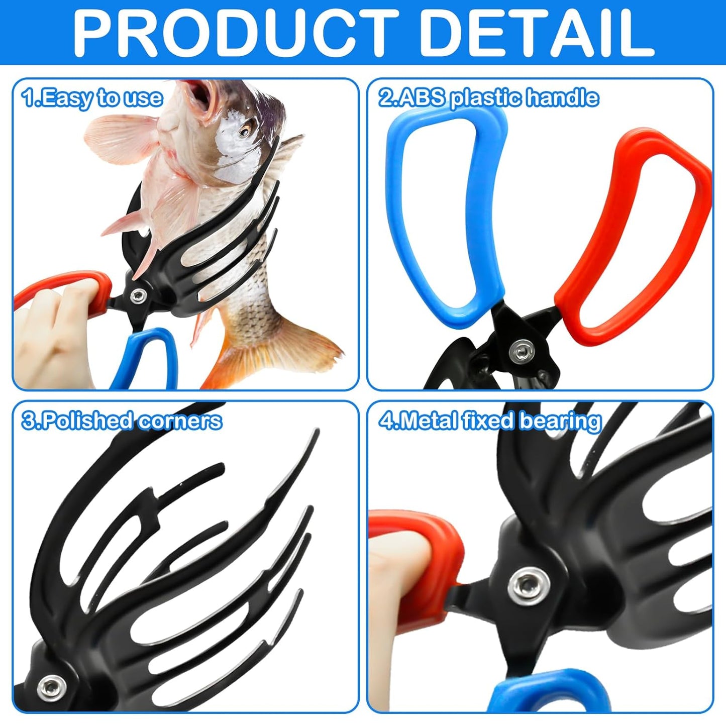 Fish Gripper, Fish Grabber Tool Metal Fish Grippers for Fishing, 3 Claw Fish Grips Anti-Slip Fishing Pliers Gripper Control Clamp Claw Fish Pliers Catch Fish Fishing Accessories, Ideal for Anglers¡­