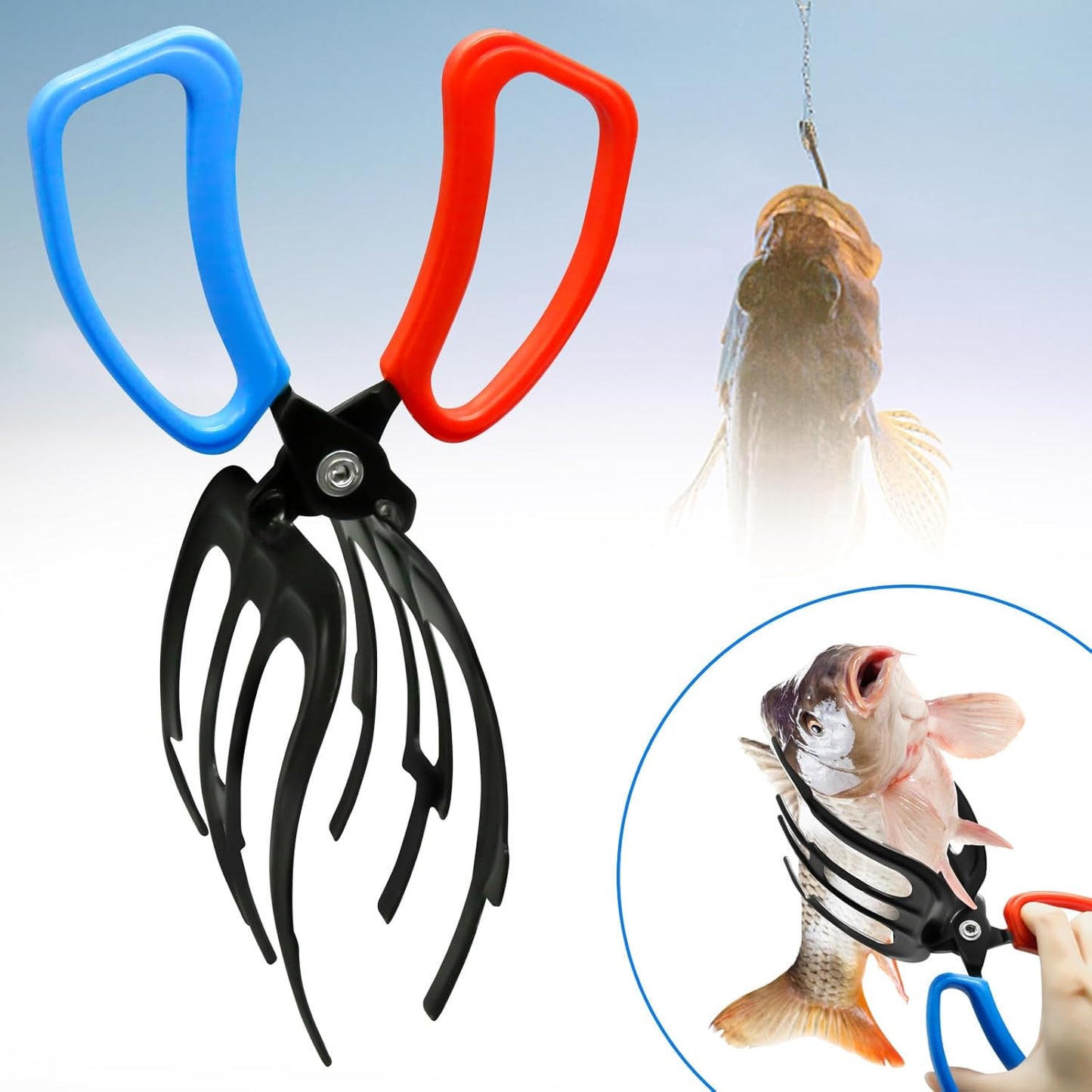 Fish Gripper, Fish Grabber Tool Metal Fish Grippers for Fishing, 3 Claw Fish Grips Anti-Slip Fishing Pliers Gripper Control Clamp Claw Fish Pliers Catch Fish Fishing Accessories, Ideal for Anglers¡­