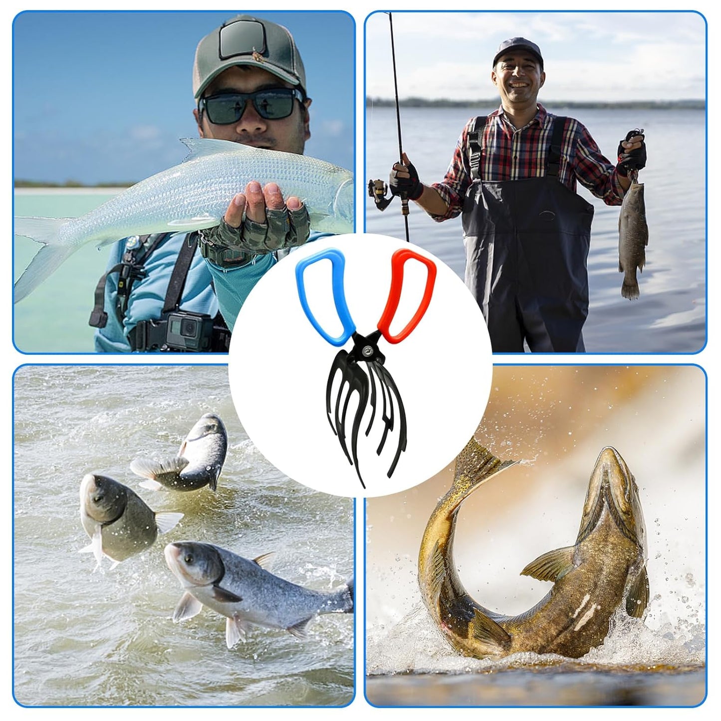 Fish Gripper, Fish Grabber Tool Metal Fish Grippers for Fishing, 3 Claw Fish Grips Anti-Slip Fishing Pliers Gripper Control Clamp Claw Fish Pliers Catch Fish Fishing Accessories, Ideal for Anglers¡­