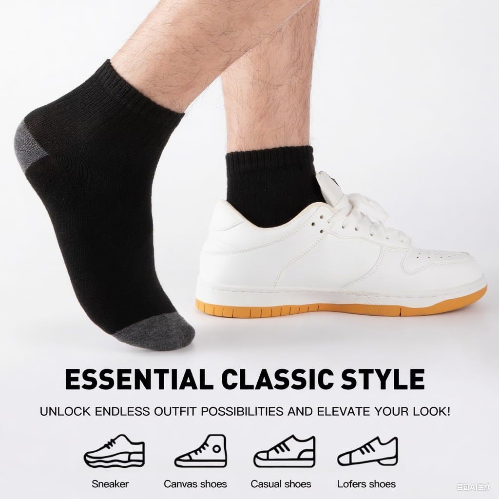 20 Pairs Ankle Socks For Men - Lightweight Mens Socks Size 8-12 Thin Casual Quarter Bulk Socks