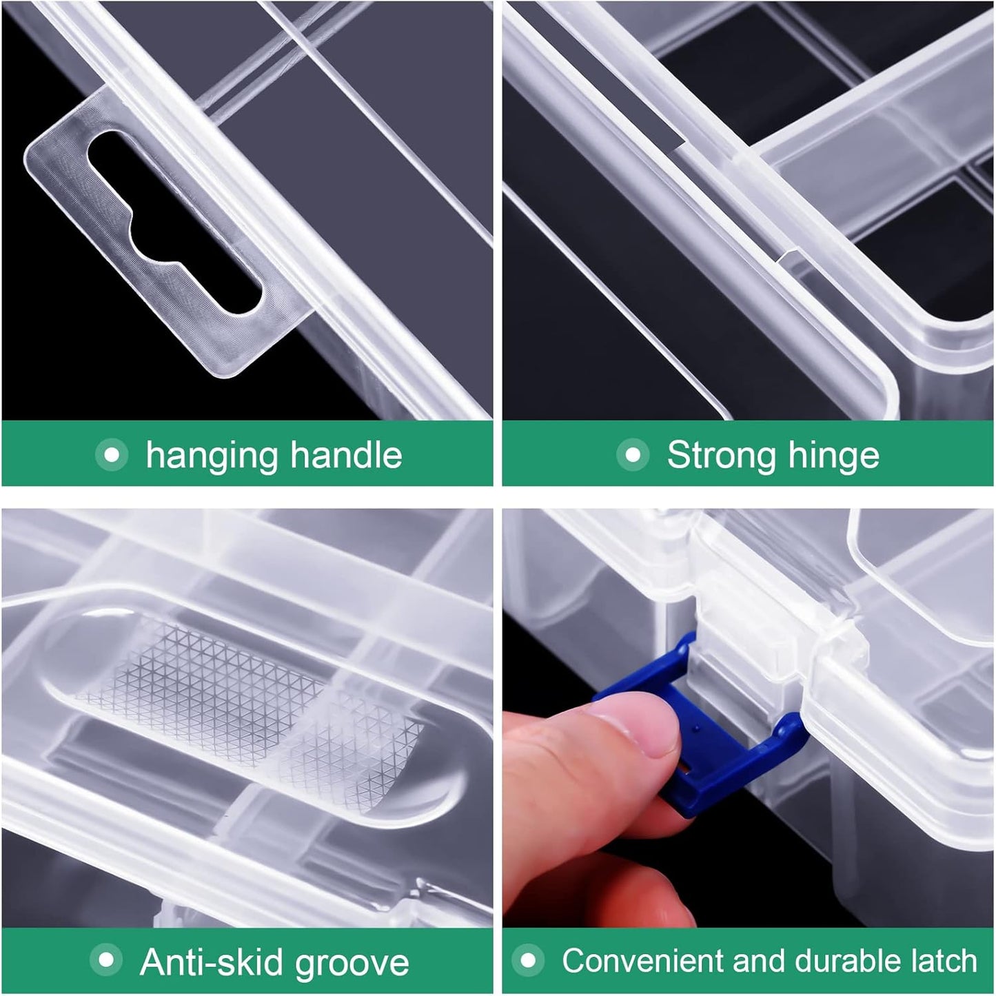 6 Pack Fishing Tackle Box Organizer Storage Clear Fishing Box with Movable Tray Plastic Waterproof Compartment Organizer for Lure Container Craft Beads Jewelry