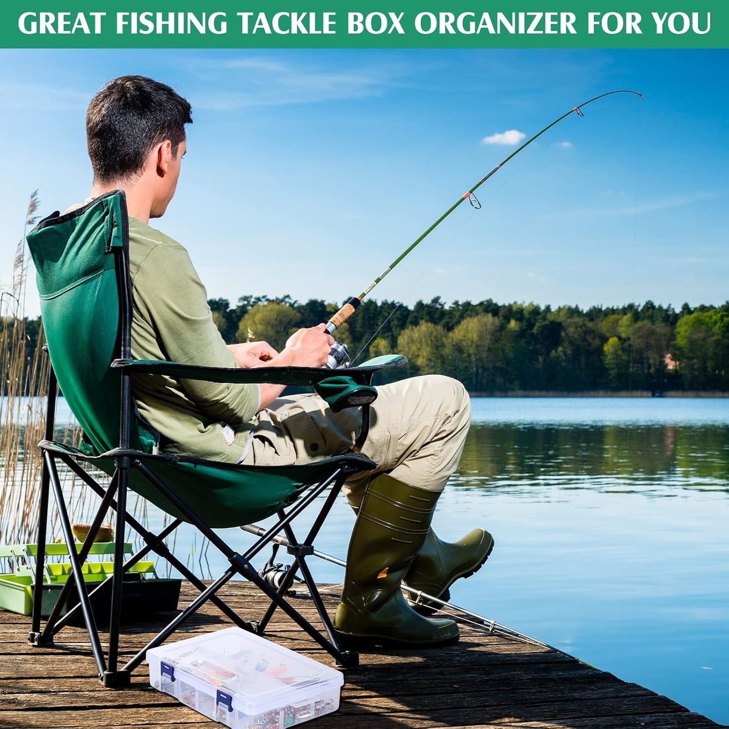 6 Pack Fishing Tackle Box Organizer Storage Clear Fishing Box with Movable Tray Plastic Waterproof Compartment Organizer for Lure Container Craft Beads Jewelry