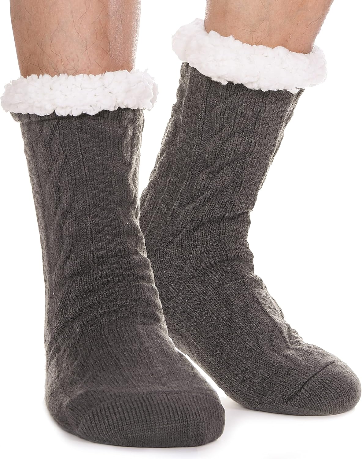 Mens Slipper Fuzzy Socks Winter Cozy Fluffy Cabin Warm Fleece Soft Comfy Thick Non Slip Home Socks