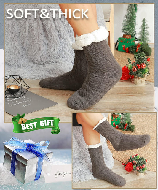 Mens Slipper Fuzzy Socks Winter Cozy Fluffy Cabin Warm Fleece Soft Comfy Thick Non Slip Home Socks