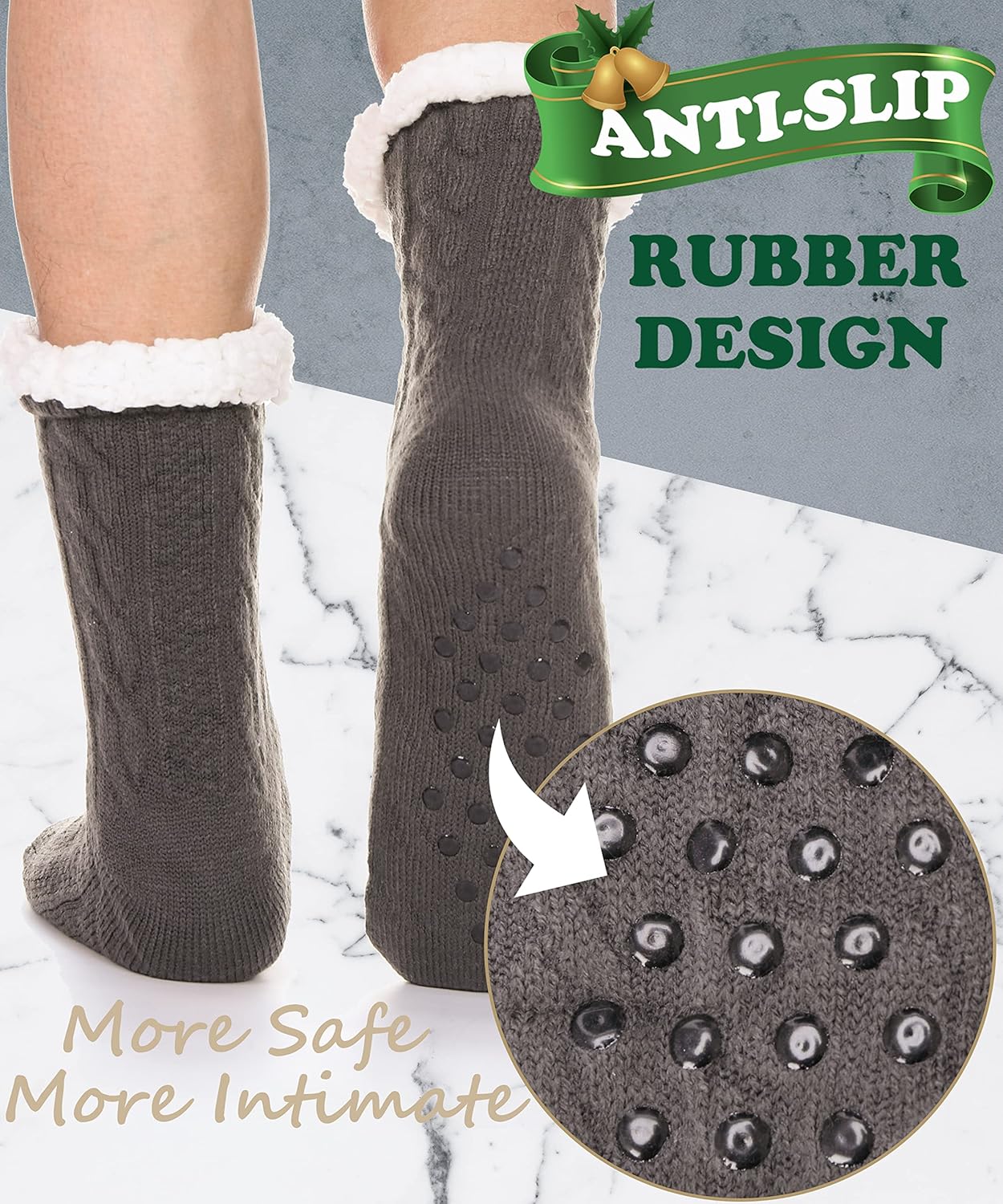 Mens Slipper Fuzzy Socks Winter Cozy Fluffy Cabin Warm Fleece Soft Comfy Thick Non Slip Home Socks