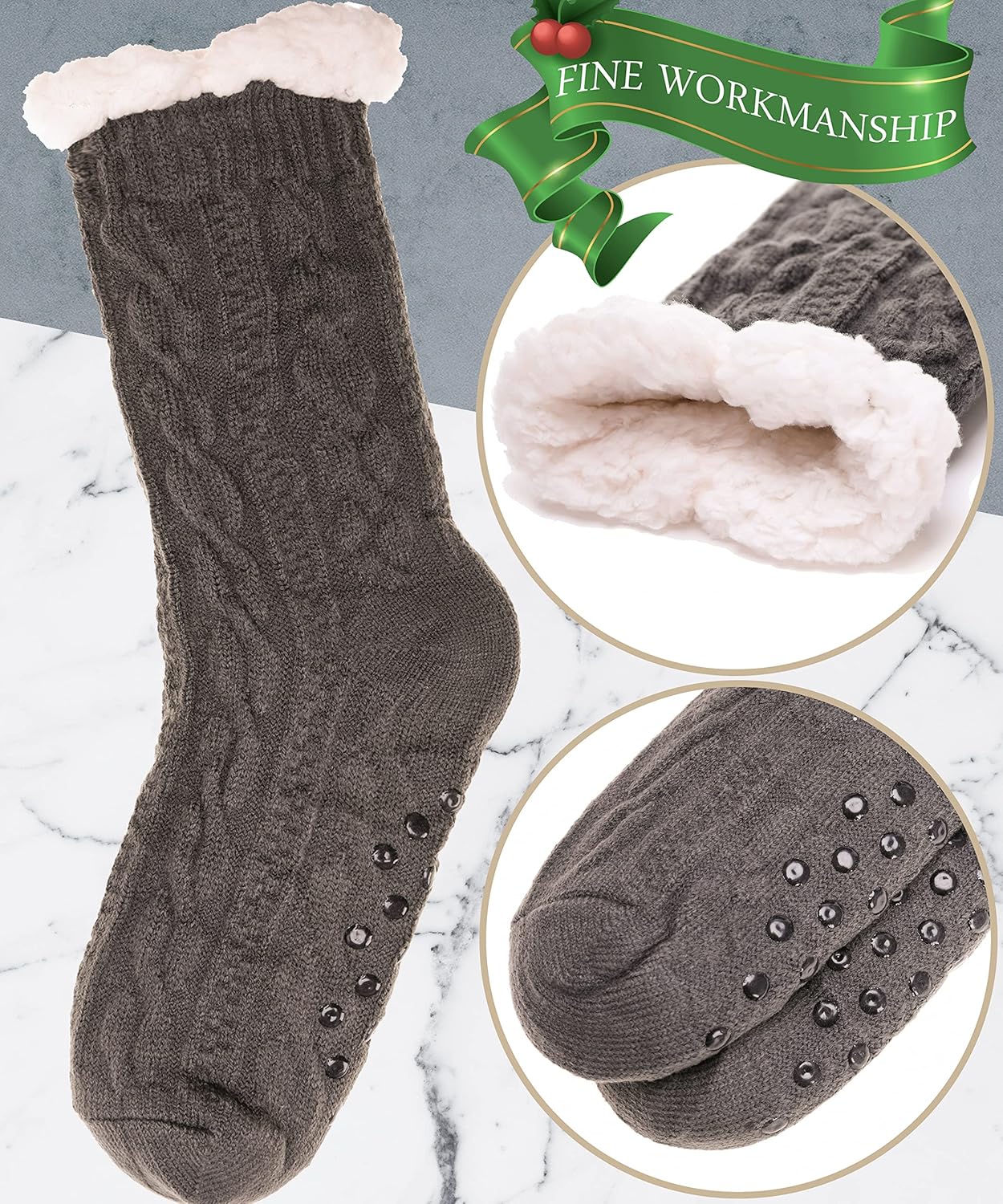 Mens Slipper Fuzzy Socks Winter Cozy Fluffy Cabin Warm Fleece Soft Comfy Thick Non Slip Home Socks