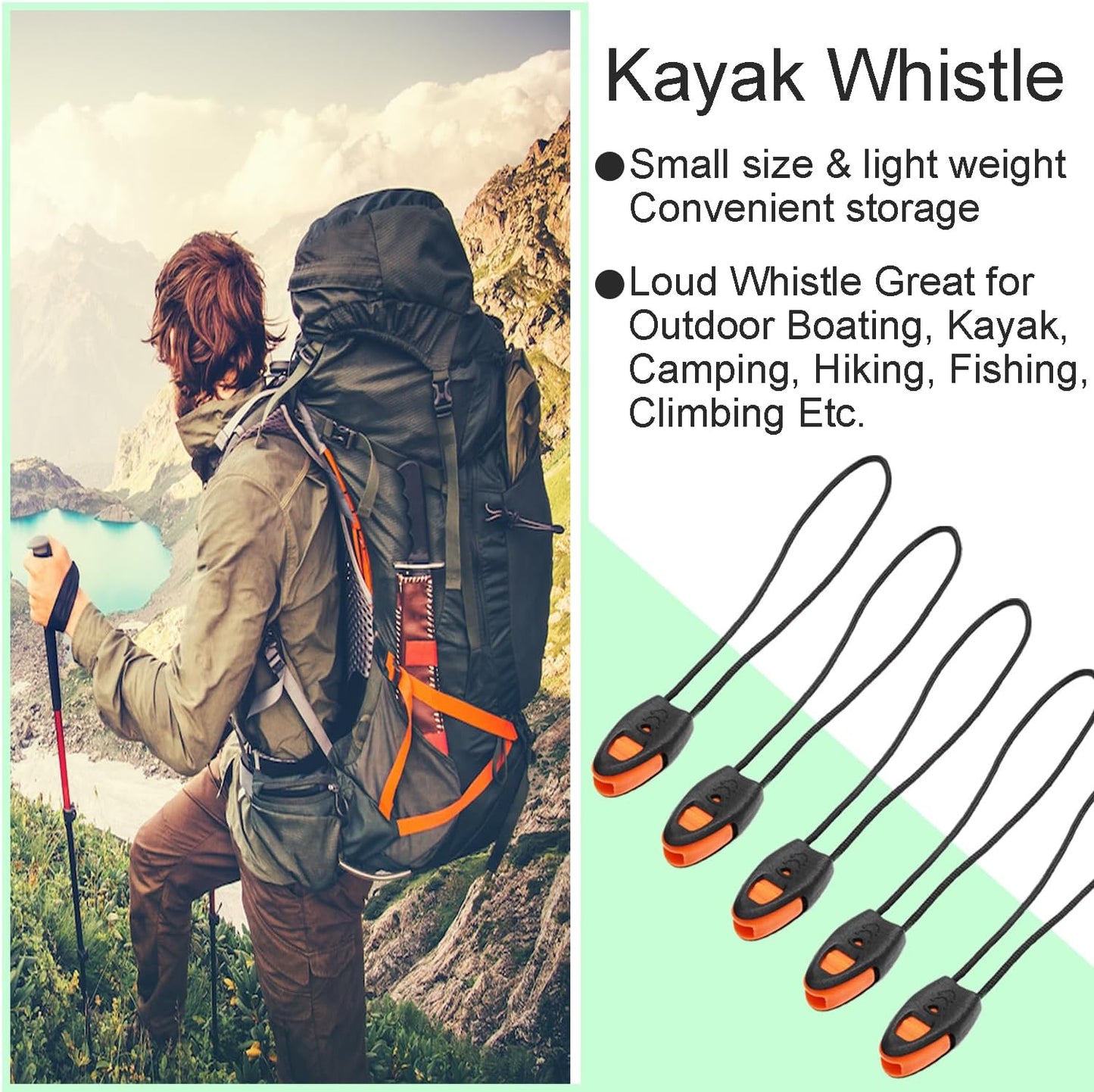 5 Pack Zipper Pull Whistles, Loud Emergency Survival Whistle for Kayak Canoe Fishing Lanyard Zipper Pull Cord Ends Lock Paracord Knife Outdoor Camp Hike Travel Kits