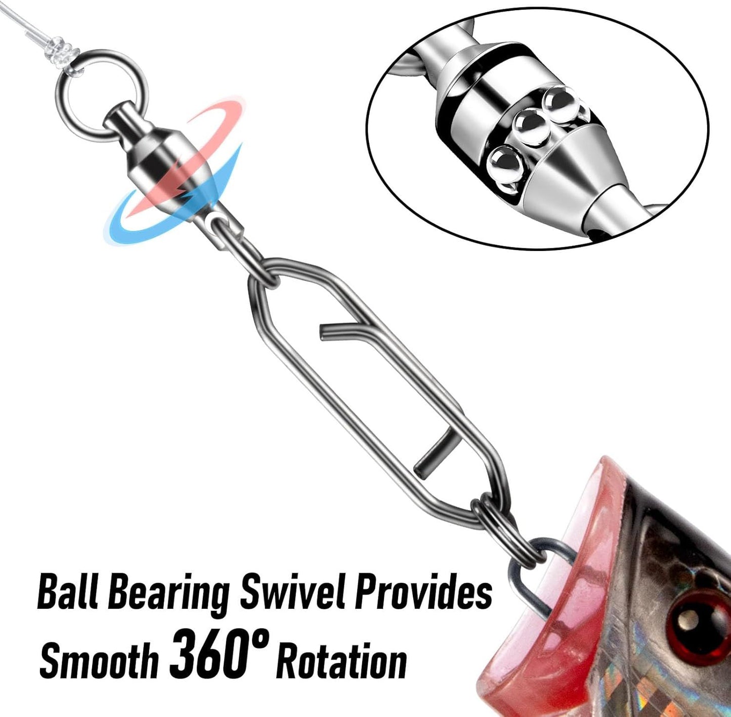 30-Pack Fishing Speed Clips Quick Change Snap Swivels - High Strength Stainless Steel Ball Bearing Swivel for Freshwater Saltwater - #4 Size 110lb Strength 1.96in Length