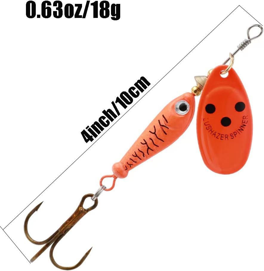 4Pcs Fishing Lure Spinner Baits, Bait Bionic Hard Baits,Metal Rotating Sequin baits for Bass, Trout, Walleye, Northern Pike and Salmon  0.63oz