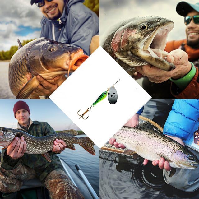 4Pcs Fishing Lure Spinner Baits, Bait Bionic Hard Baits,Metal Rotating Sequin baits for Bass, Trout, Walleye, Northern Pike and Salmon  0.63oz