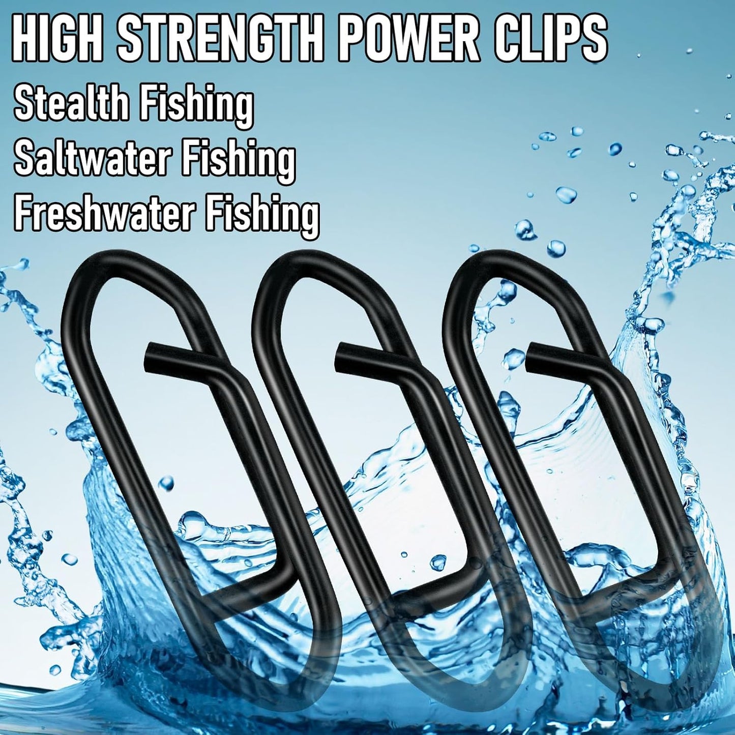 50-Pack Fishing Stealth Power Speed Clips, High Strength Stainless Steel Clips for Lures Quick Change, Freshwater Saltwater Crankbait Popper Snap Connector Tackle  25LB