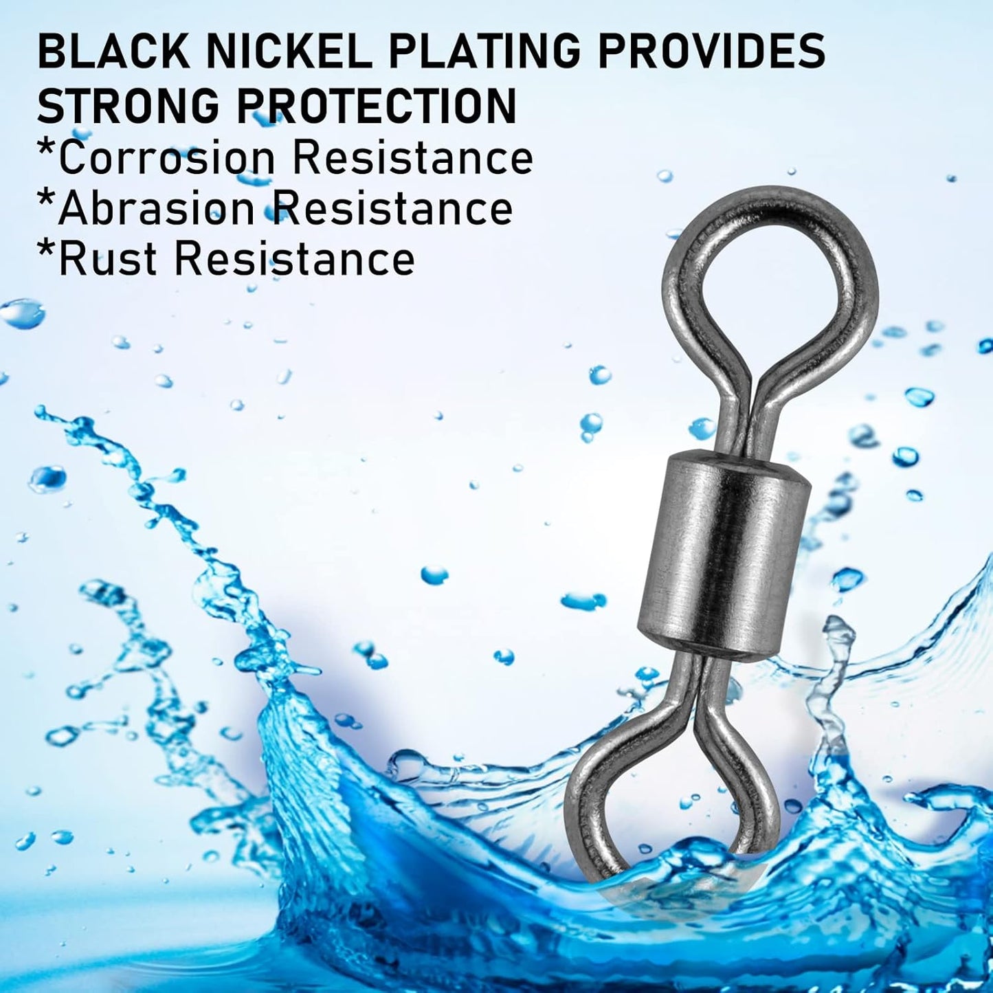 100-Pack Micro Swivels for Fly Fishing, Small Rolling Barrel Fishing Tackles, High Strength Swivel Hook line Connector with Black Nickel Coating  #14-7LB-0.24IN-100PCS