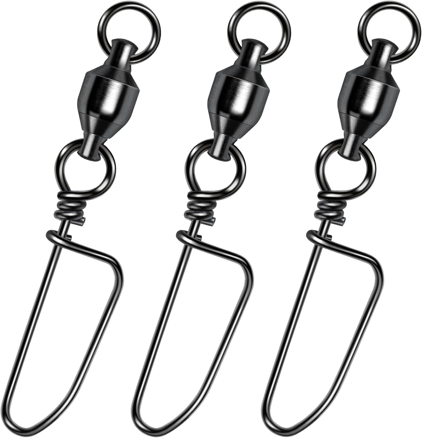 20-Pack Ball Bearing Swivels with Snaps, Fishing Snap Tackle Saltwater Freshwater Coastlock Snaps Barrel Swivel Leader Connector Downrigger Planer Release Clips  #2-49lb