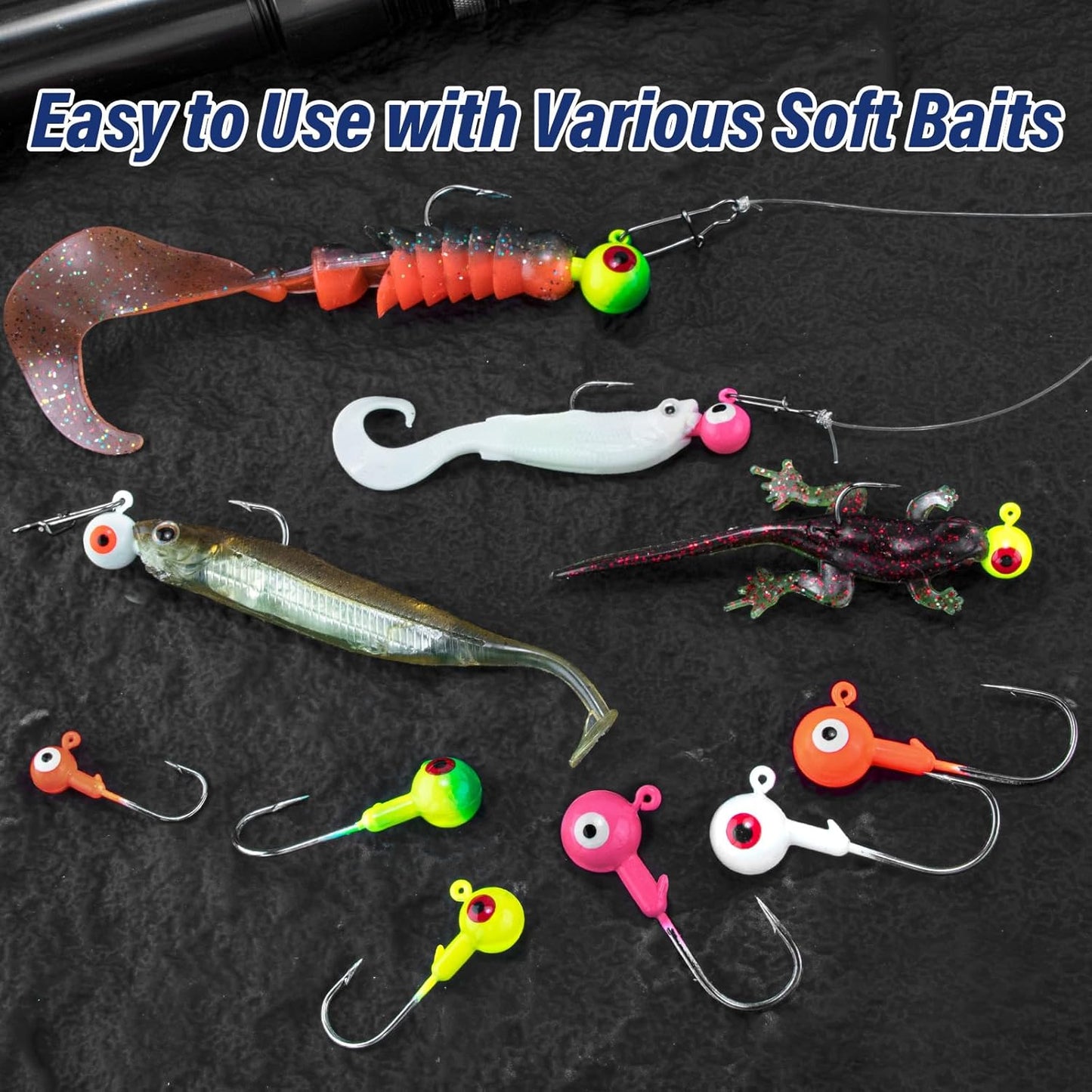 10-Pack Round Fishing Jig Heads, Bass Ball Jigs Hooks 3D Eyes High Carbon Steel 1/8-1/2OZ Pompano Head Saltwater Freshwater Heads for Trout Walleye Striper Pink 1/4oz
