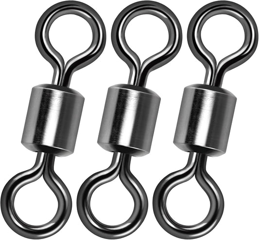 Fishing Barrel Swivels, 40 to100-Pack Swivels Tackle Freshwater Saltwater Swivel Rolling Heavy Duty Stainless Steel Lures Leaders Line Connectors Terminal  #8(42LB)-100 Pack