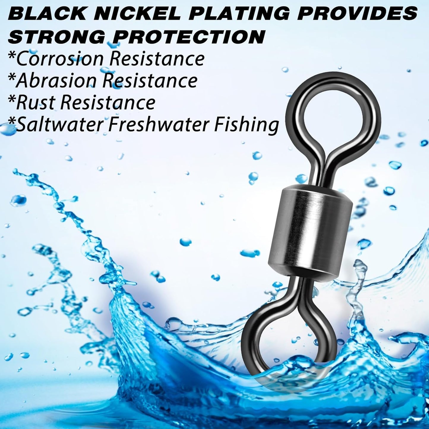 Fishing Barrel Swivels, 40 to100-Pack Swivels Tackle Freshwater Saltwater Swivel Rolling Heavy Duty Stainless Steel Lures Leaders Line Connectors Terminal  #8(42LB)-100 Pack