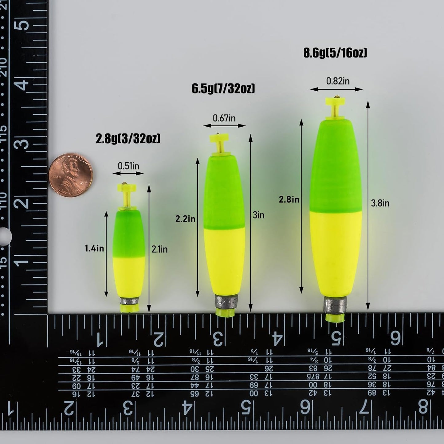 10-Pack Fishing Bobbers Floats, Weighted for Cigar EVA Foam Snap-on Floats Corks Floaters Buoys Crappie Bass Panfish Bluegills Trout Red 1.4IN - 3/32OZ