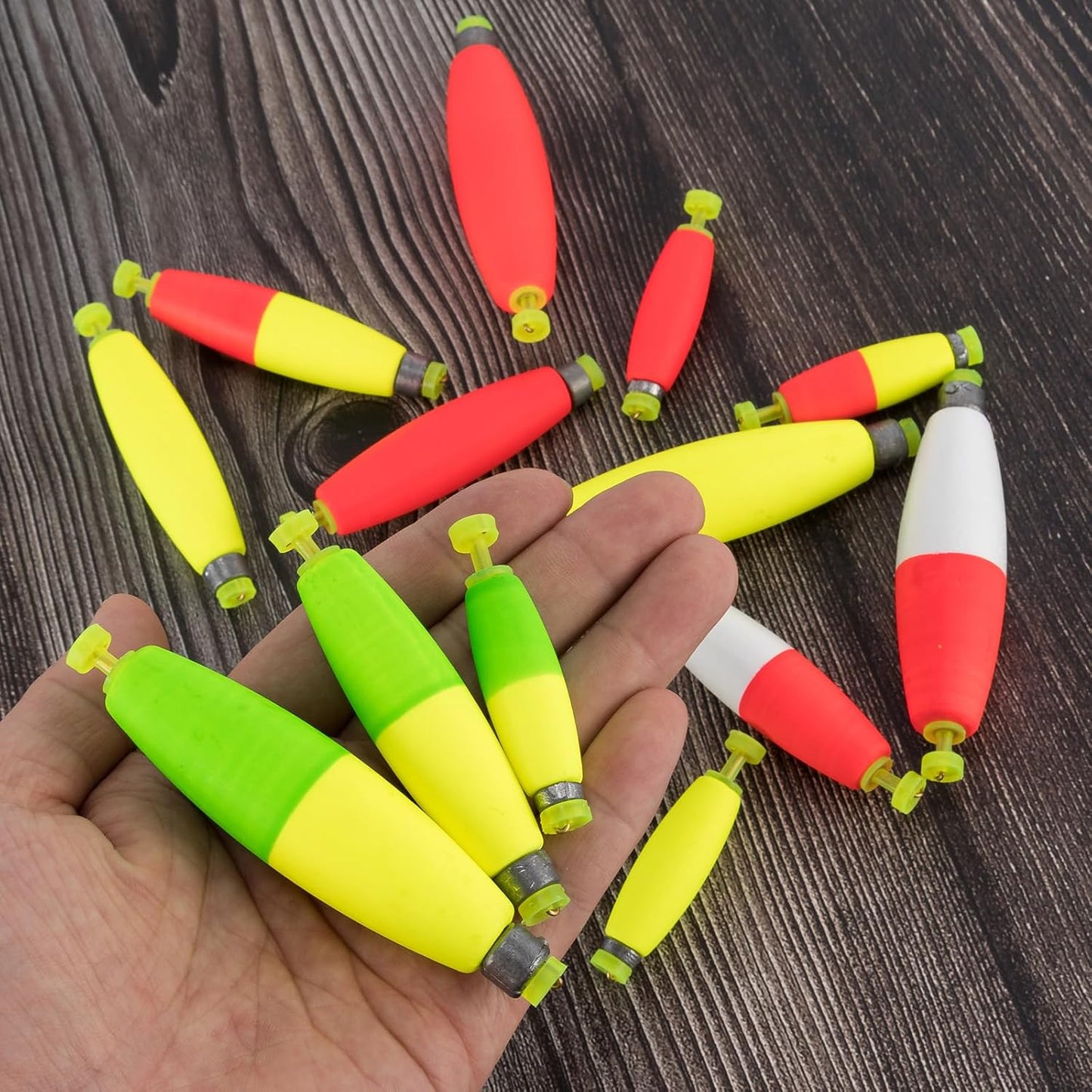 10-Pack Fishing Bobbers Floats, Weighted for Cigar EVA Foam Snap-on Floats Corks Floaters Buoys Crappie Bass Panfish Bluegills Trout Red 1.4IN - 3/32OZ