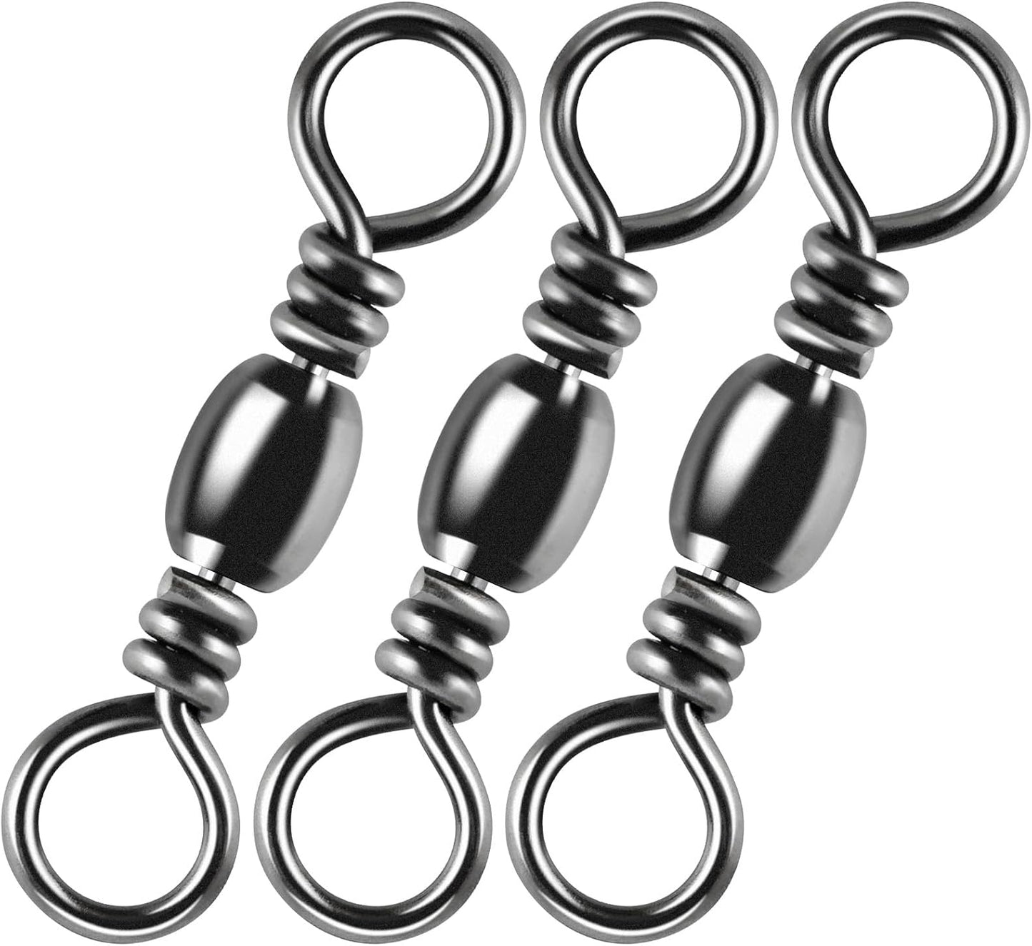 100-Pack Fishing Barrel Swivels, High Strength Stainless Solid Ring Brass Swivel with Black Nickel Coating, Rolling Swivels Tackle Line Connector Saltwater Freshwater  #16-18LB