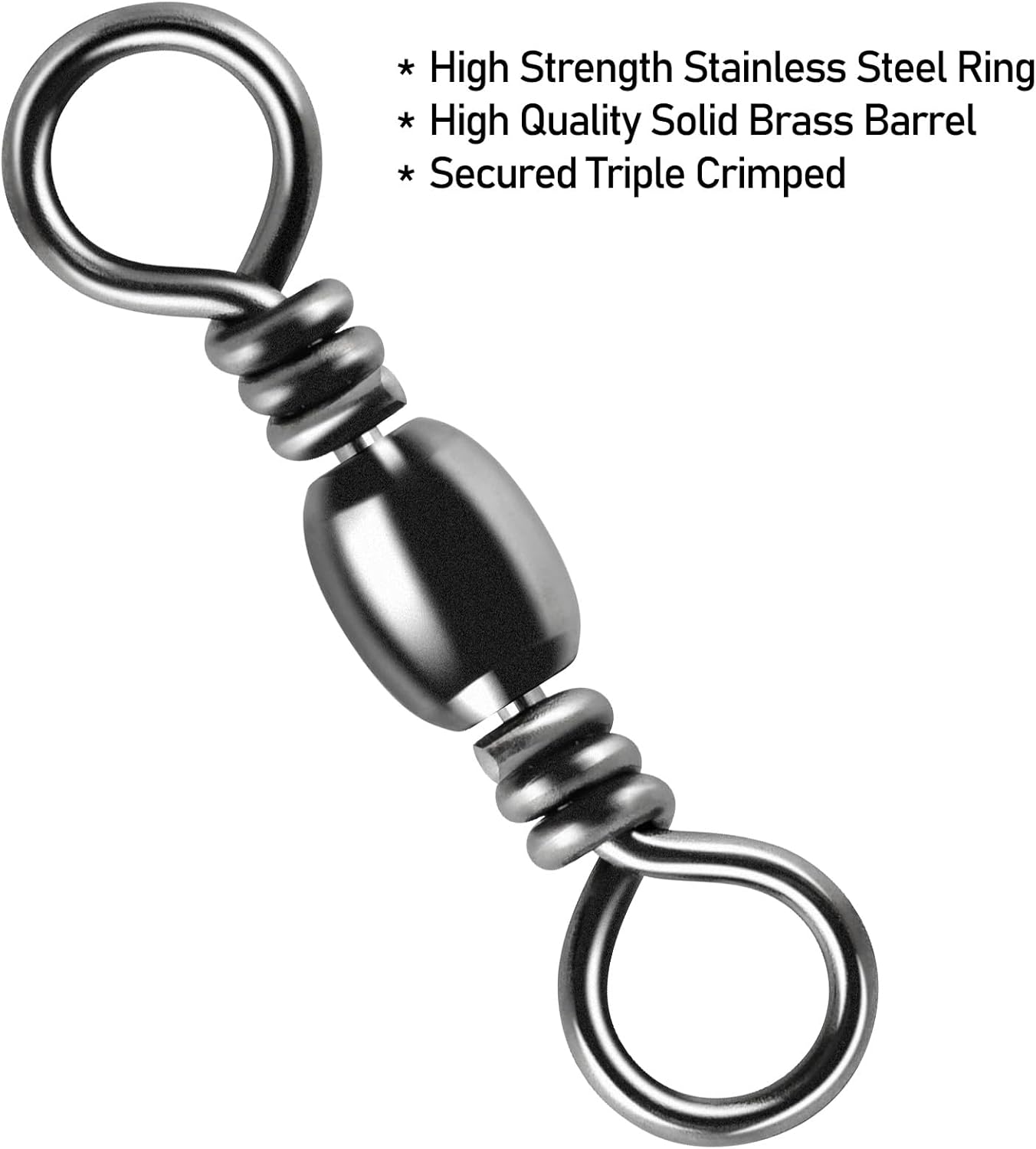 100-Pack Fishing Barrel Swivels, High Strength Stainless Solid Ring Brass Swivel with Black Nickel Coating, Rolling Swivels Tackle Line Connector Saltwater Freshwater  #16-18LB