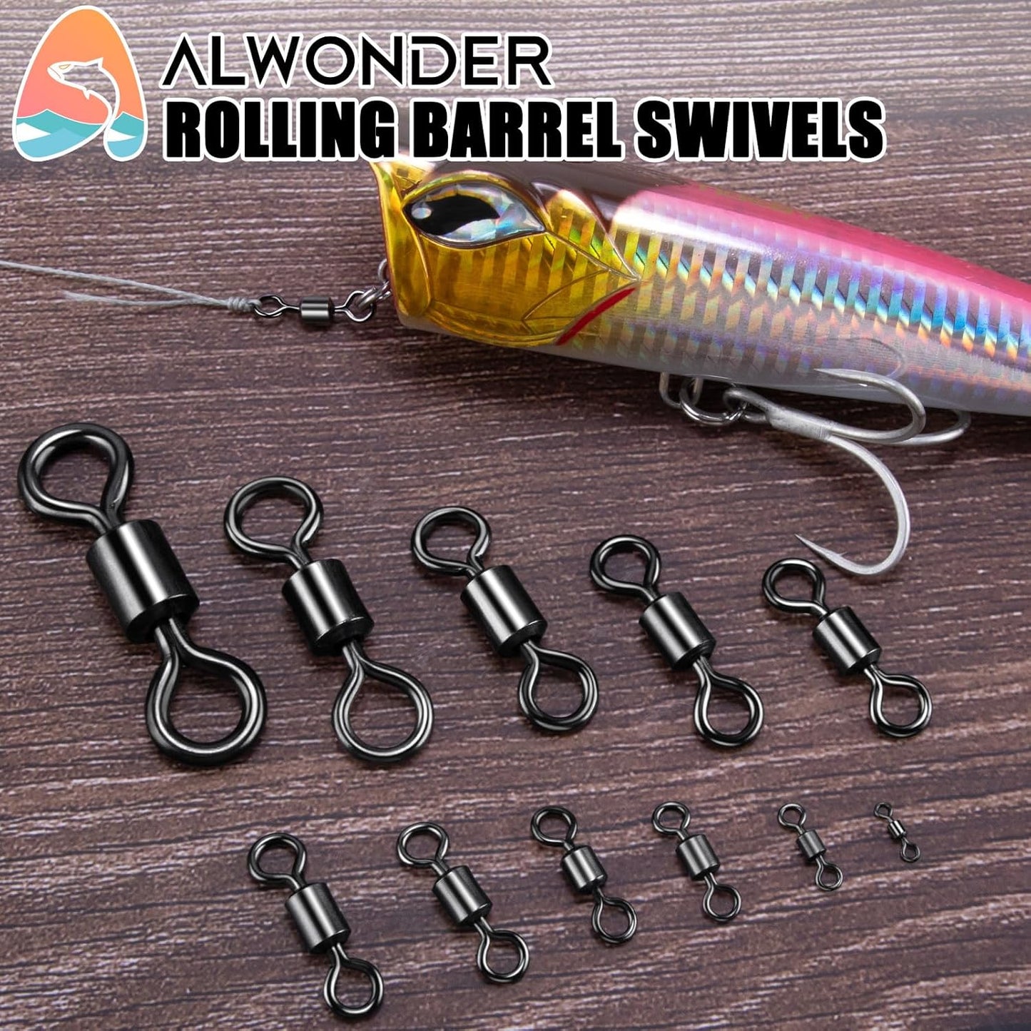 Fishing Barrel Swivels 20 to 50-Pack Tackle Freshwater Saltwater Swivel Rolling Heavy Duty Black Nickel Stainless Steel Lures Leaders Line Connectors Terminal  #10(31LB)-50 Pack