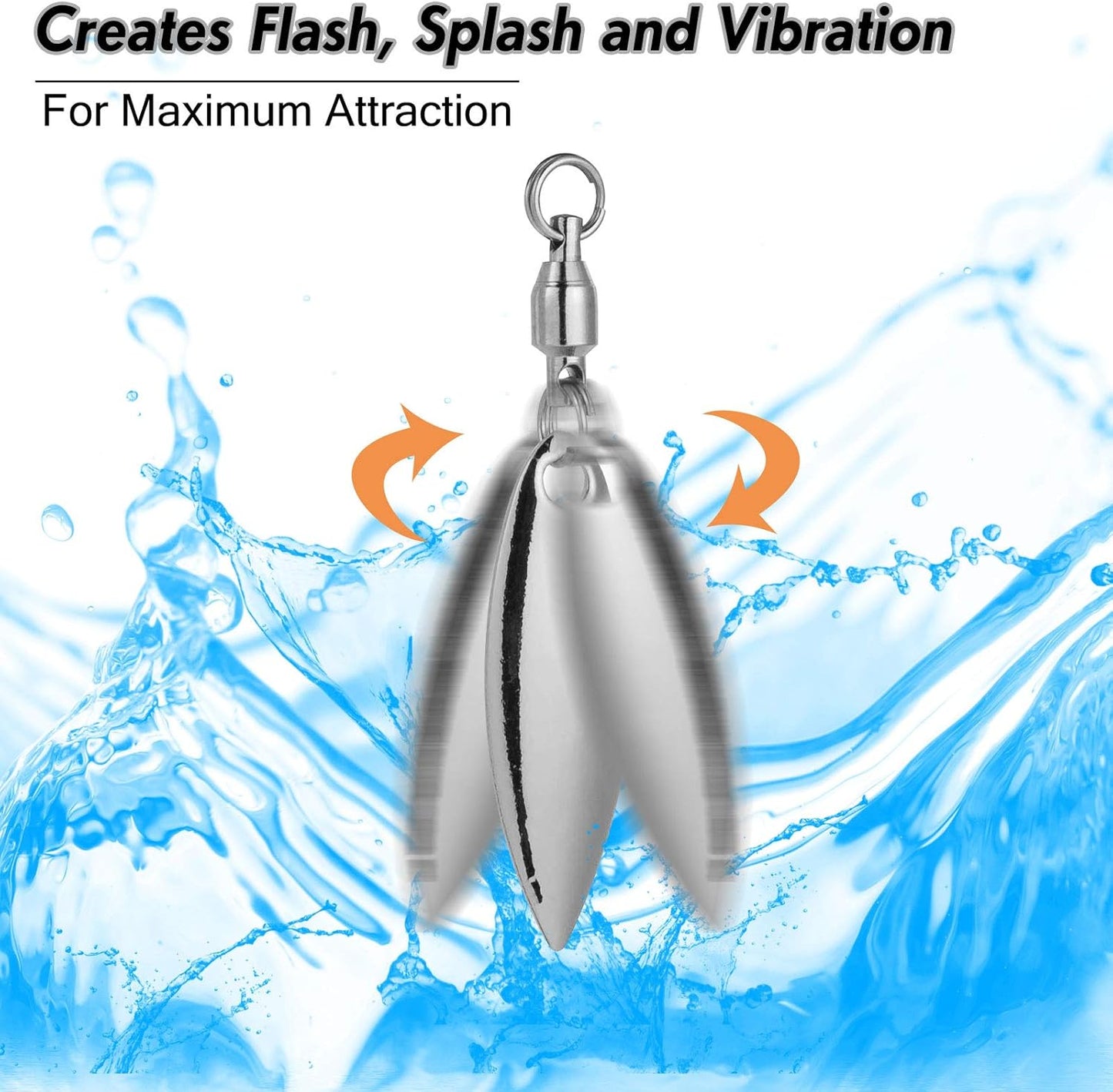 10 Pack Spinner Blades with Ball Bearing Swivels Tail Spinnerbait Lure Making Supplies Bass Lures Soft #3.5 Willow Blades, Silver, 10pcs