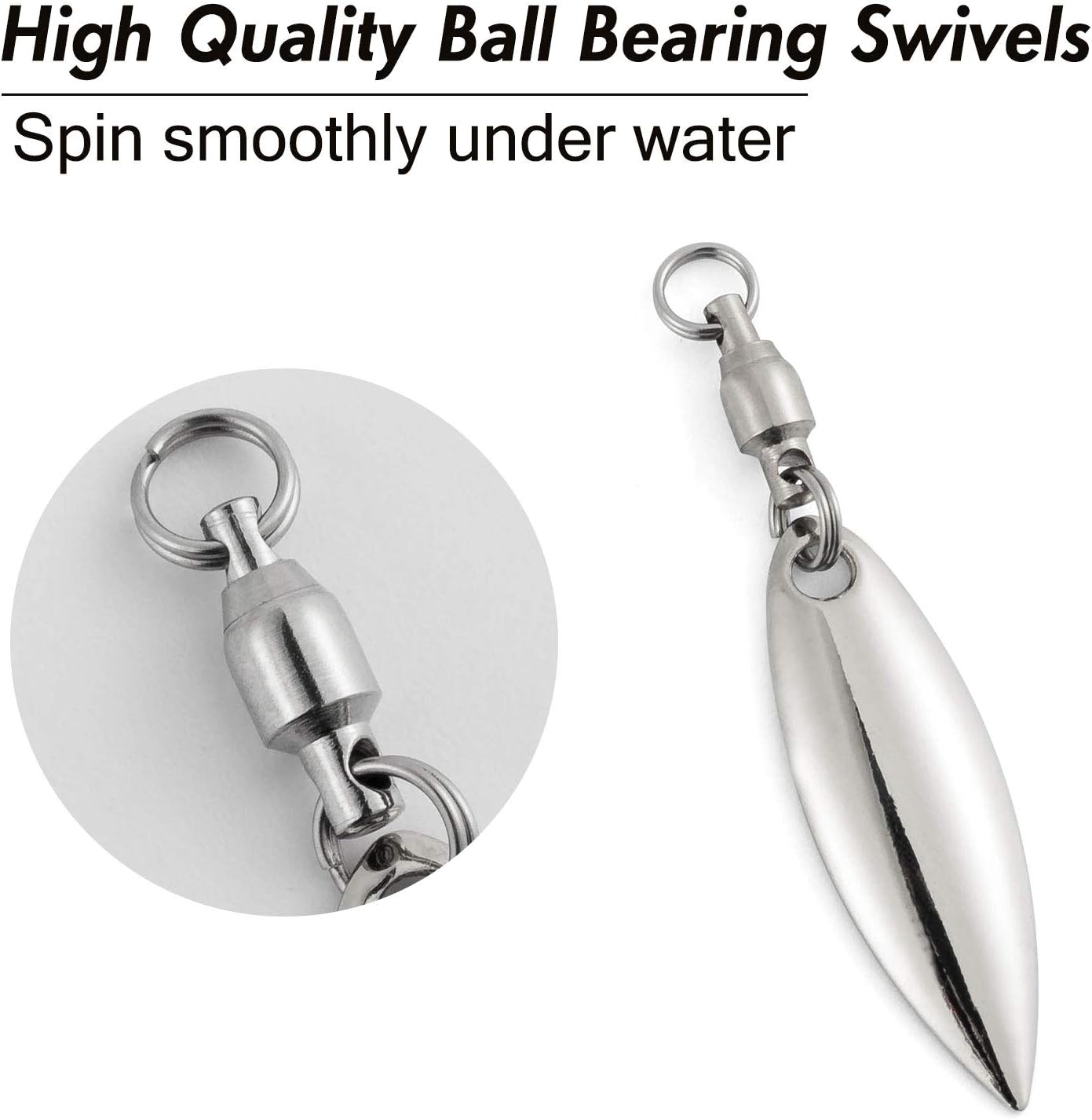 10 Pack Spinner Blades with Ball Bearing Swivels Tail Spinnerbait Lure Making Supplies Bass Lures Soft #3.5 Willow Blades, Silver, 10pcs