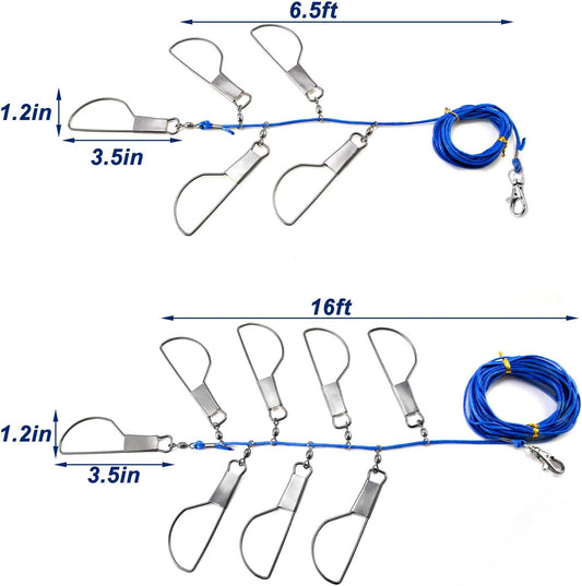 Fish Stringer 16ft/6.5ft, Fishing with Stainless Steel Swivels Snaps Lock and Heavy Duty Ground Pillar, Stringers Trout Gear for Bass Salmon Walleye 16ft 8 snaps