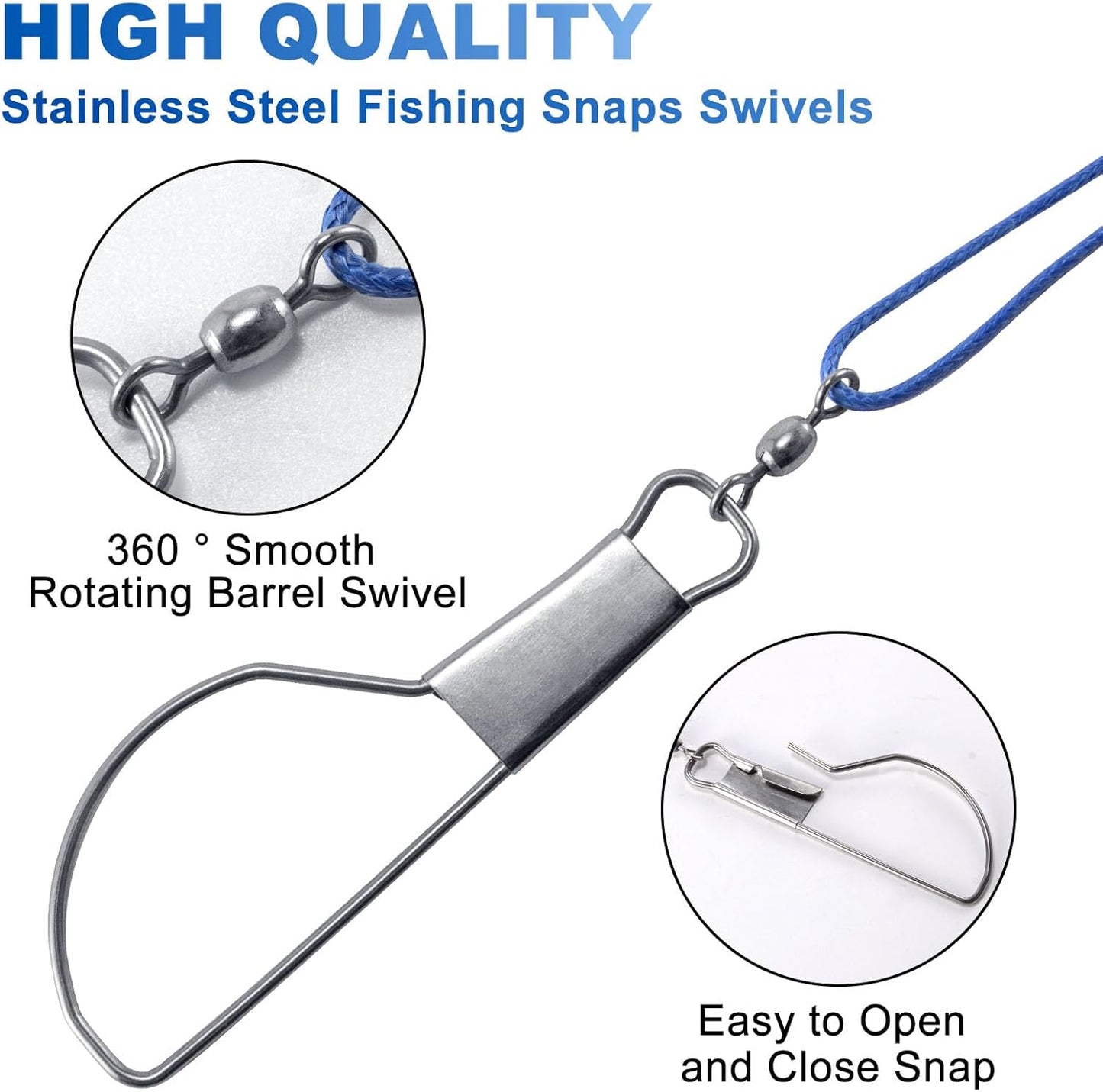 Fish Stringer 16ft/6.5ft, Fishing with Stainless Steel Swivels Snaps Lock and Heavy Duty Ground Pillar, Stringers Trout Gear for Bass Salmon Walleye 16ft 8 snaps
