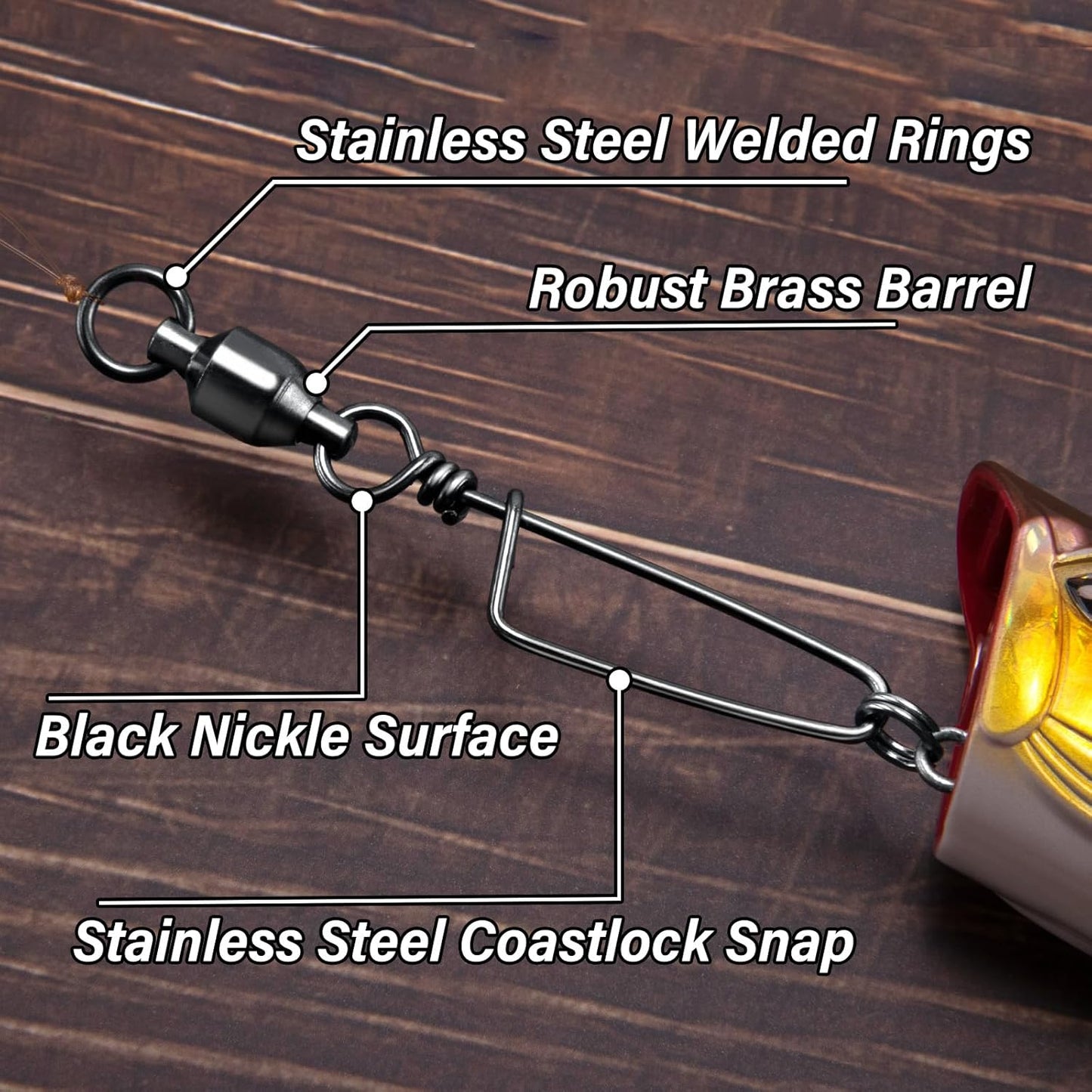 Fishing Snap Swivels, High Strength Ball Bearing Swivel with Stainless Steel Coastlock 26-503LB, Black Nickel Coating Corrosion Resistance Freshwater Saltwater  #6-178LB-10pcs-Extra Inventory