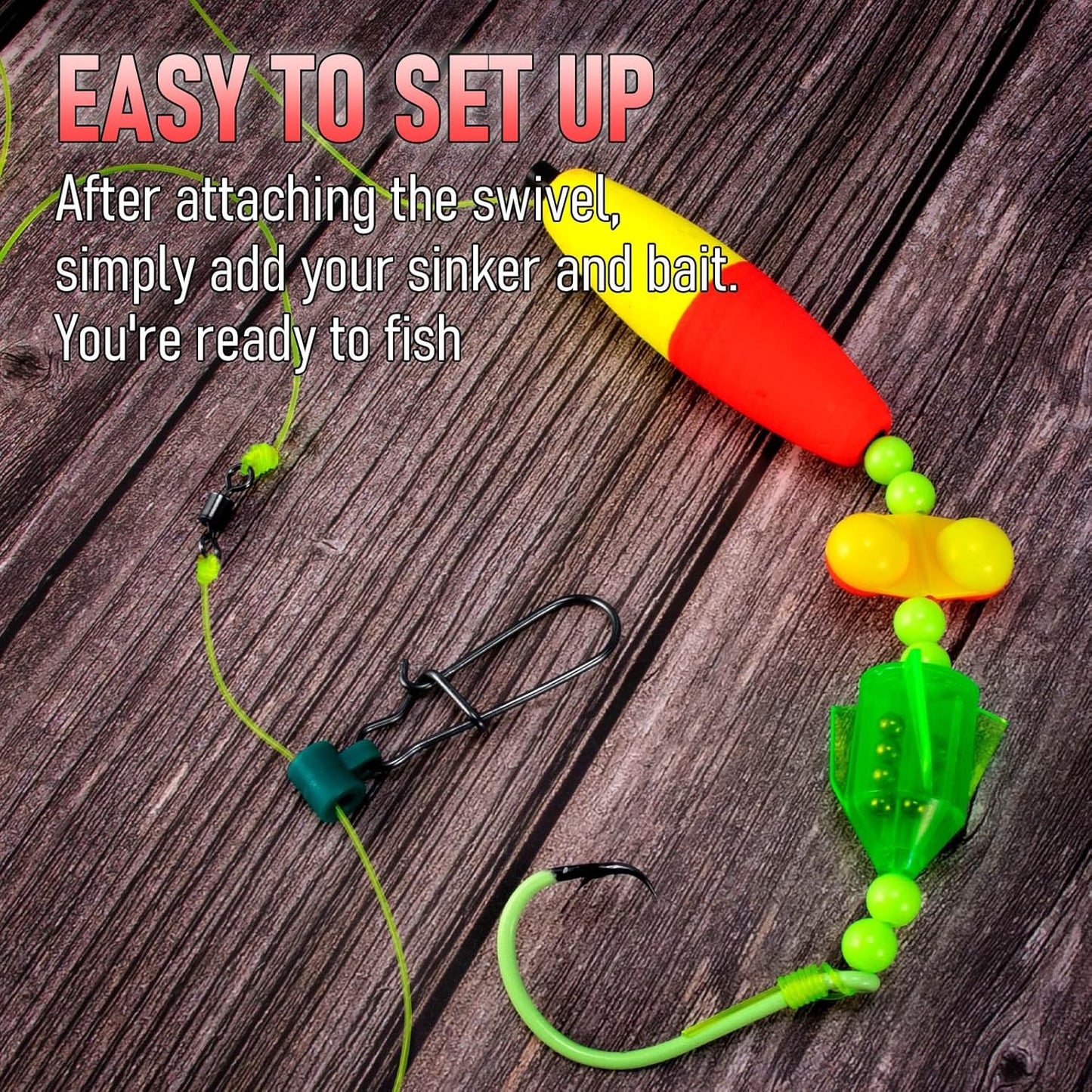 5-Pack Catfish Bait Float Rigs Kit, Ready Cat Fish Rig with Rattles Peg Floats Beads Circle Hooks 6/0 8/0 10/0, Catfishing Tackle Equipment Rattle Floater Bobbers Fishing Gear  Hook - 30LB Line