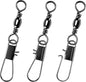 100-Pack Fishing Snap Swivels, Barrel Swivels Tackle with Snaps Freshwater, Stainless Steel Safty Interlock Swivel Black Nickel Coated Lure Hook Connector Quick Change Clips #14-26LB-0.98"