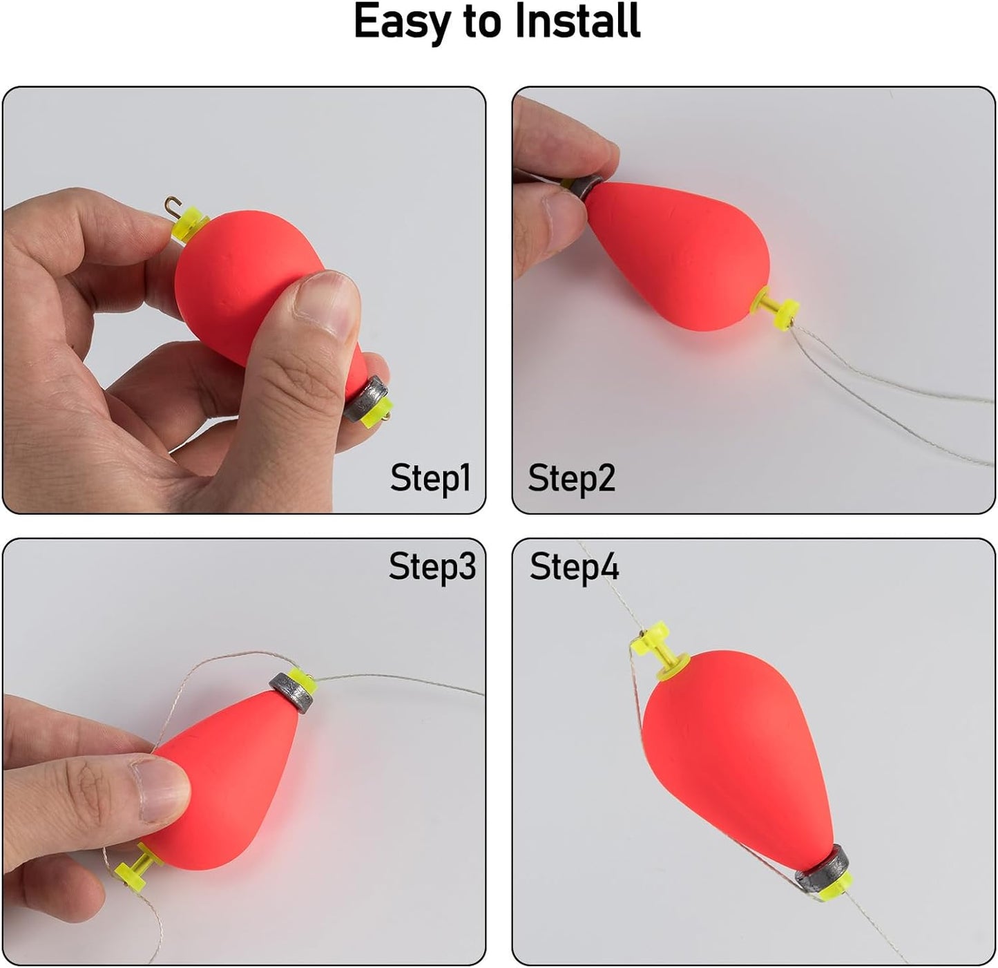 10 Pack Fishing Bobbers Floats, Weighted for Pear Shape EVA Foam Oval Snap-on Floats Corks Floaters Buoys Crappie Bass Panfish Bluegills Trout Yellow&Green 1.6IN - 9/32OZ